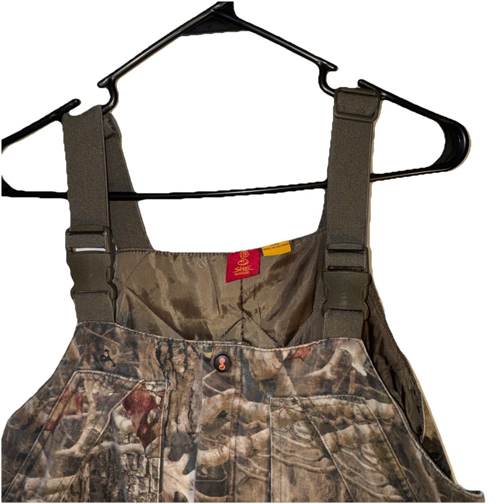 She Outdoor Camo Bib Women's XXL RealTree Hunting Overalls Zip Up Chest/Pants